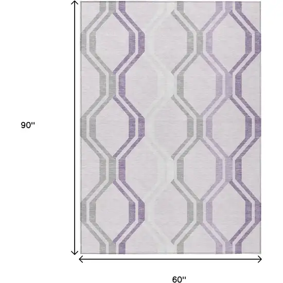 Lavender Ivory And Gray Geometric Washable Indoor Outdoor Area Rug Photo 3