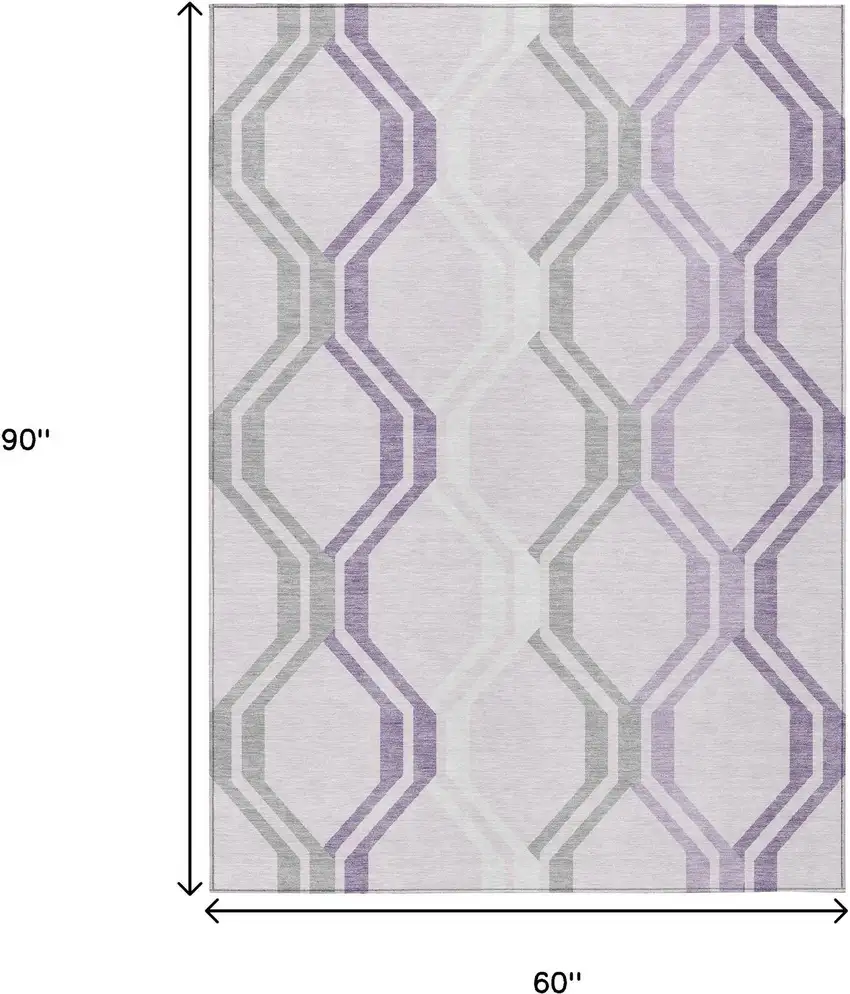 Lavender Ivory And Gray Geometric Washable Indoor Outdoor Area Rug Photo 3