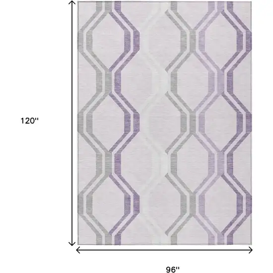 Lavender Ivory And Gray Geometric Washable Indoor Outdoor Area Rug Photo 3