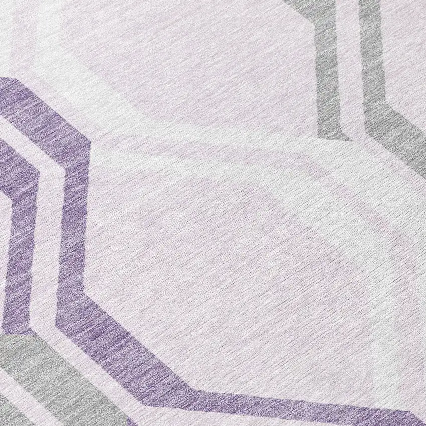 Lavender Ivory And Gray Geometric Washable Indoor Outdoor Area Rug Photo 9
