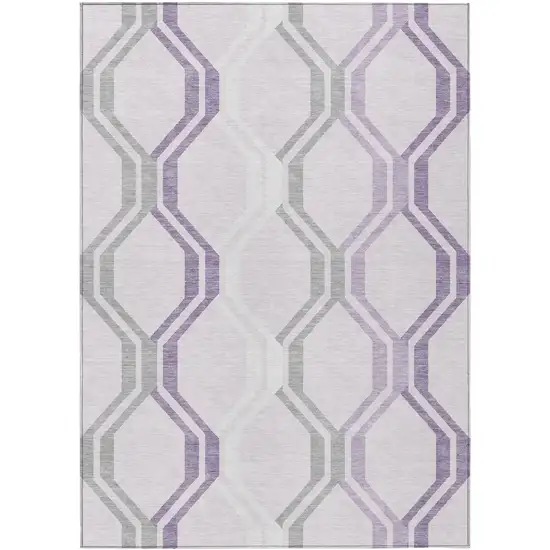 Lavender Ivory And Gray Geometric Washable Indoor Outdoor Area Rug Photo 2