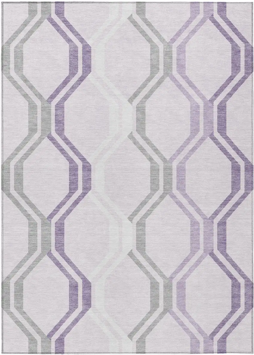 Lavender Ivory And Gray Geometric Washable Indoor Outdoor Area Rug Photo 2