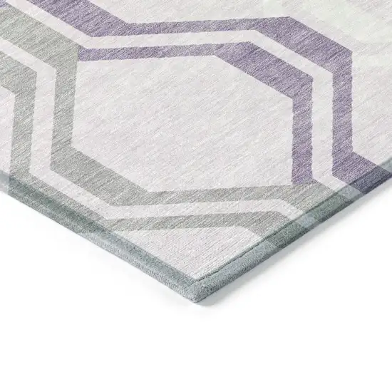 Lavender Ivory And Gray Geometric Washable Indoor Outdoor Area Rug Photo 5