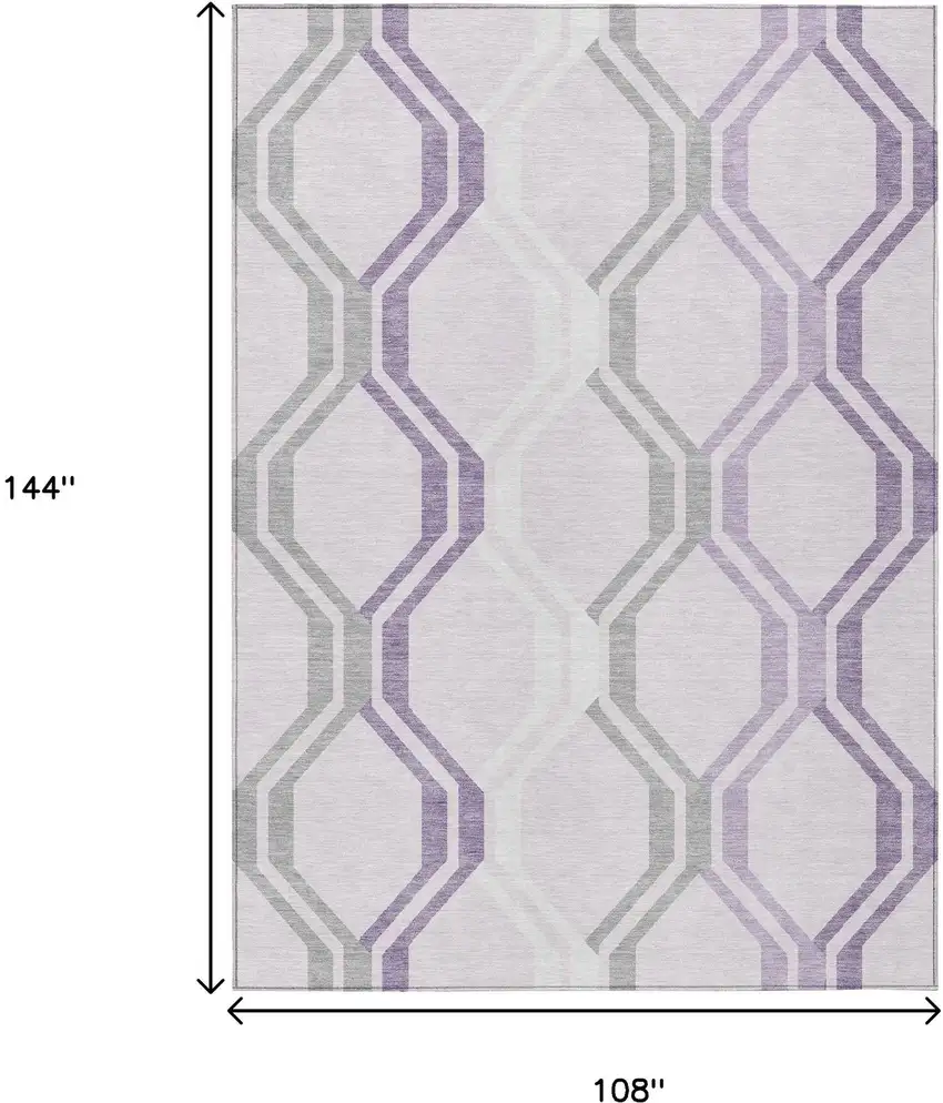 Lavender Ivory And Gray Geometric Washable Indoor Outdoor Area Rug Photo 3