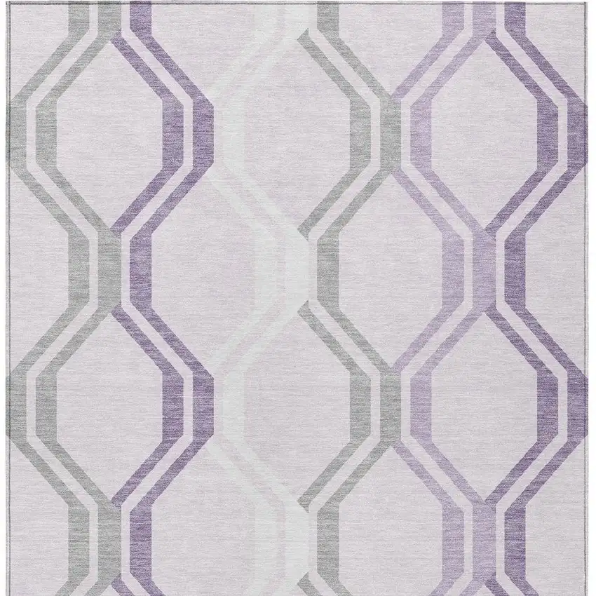 Lavender Ivory And Gray Geometric Washable Indoor Outdoor Area Rug Photo 6