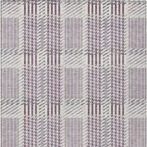 Photo of Lavender Ivory And Gray Plaid Washable Indoor Outdoor Area Rug