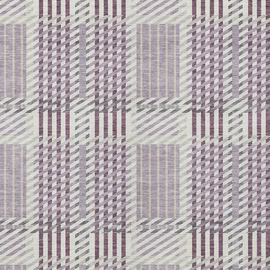 Lavender Ivory And Gray Plaid Washable Indoor Outdoor Area Rug Photo 5