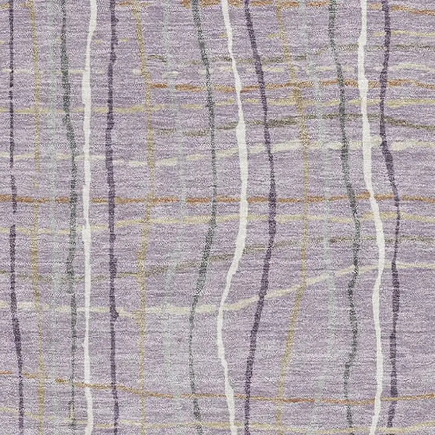 Lavender Ivory And Gray Striped Washable Area Rug With UV Protection Photo 3