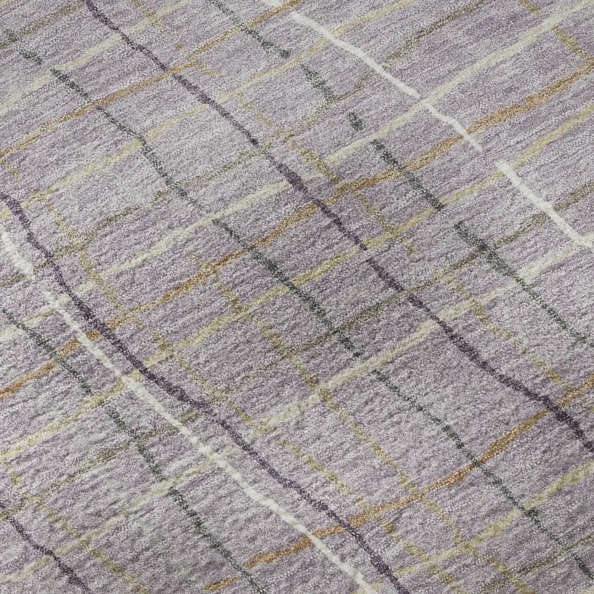 Lavender Ivory And Gray Striped Washable Area Rug With UV Protection Photo 7