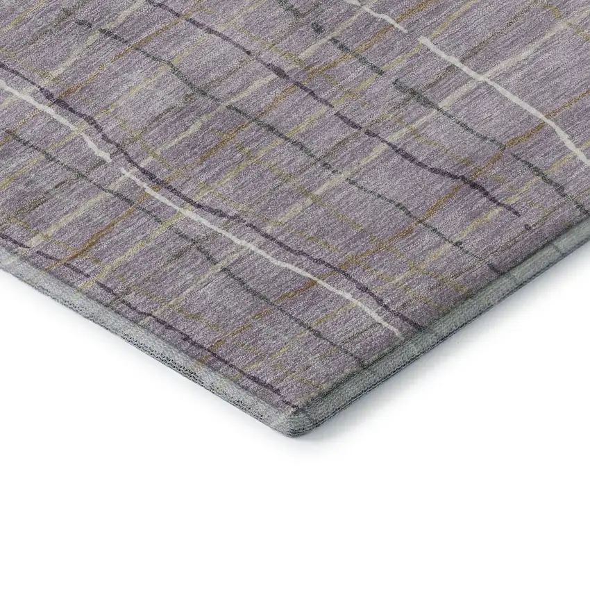 Lavender Ivory And Gray Striped Washable Area Rug With UV Protection Photo 5