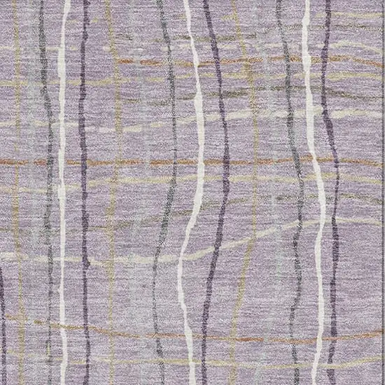 Lavender Ivory And Gray Striped Washable Area Rug With UV Protection Photo 3