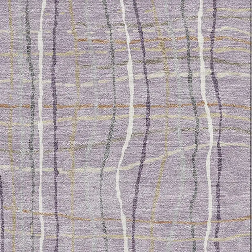Lavender Ivory And Gray Striped Washable Area Rug With UV Protection Photo 3