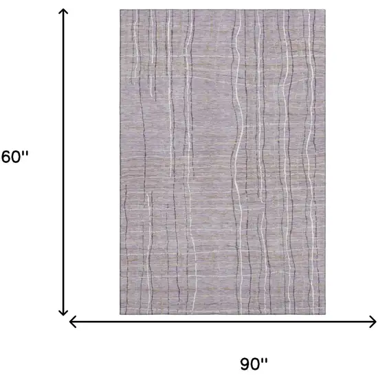 Lavender Ivory And Gray Striped Washable Area Rug With UV Protection Photo 7