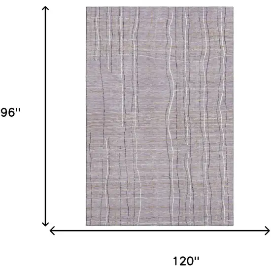 Lavender Ivory And Gray Striped Washable Area Rug With UV Protection Photo 7