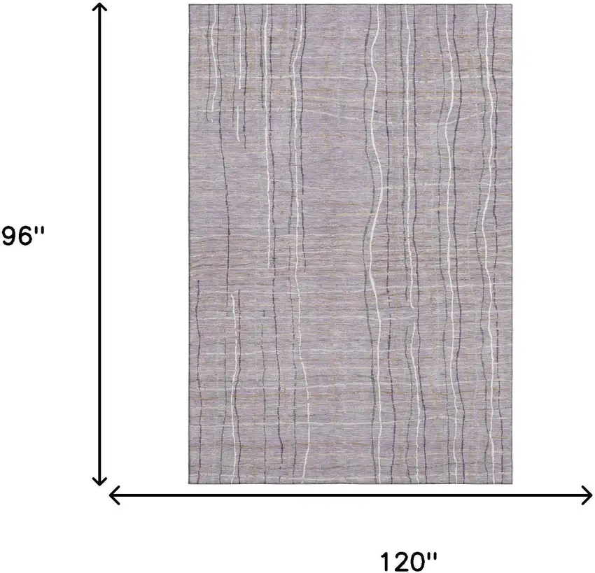 Lavender Ivory And Gray Striped Washable Area Rug With UV Protection Photo 7