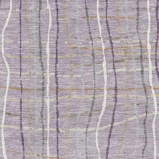 Lavender Ivory And Gray Striped Washable Area Rug With UV Protection Photo 3
