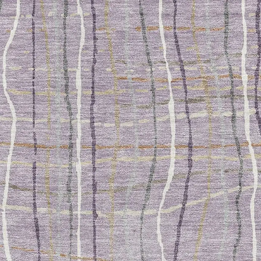 Lavender Ivory And Gray Striped Washable Area Rug With UV Protection Photo 3