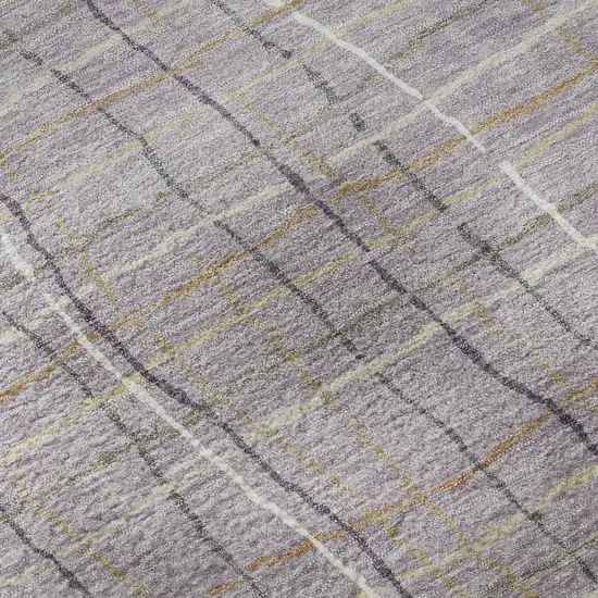 Lavender Ivory And Gray Striped Washable Area Rug With UV Protection Photo 7
