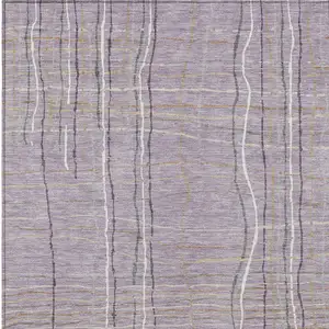 Photo of Lavender Ivory And Gray Striped Washable Indoor Outdoor Area Rug