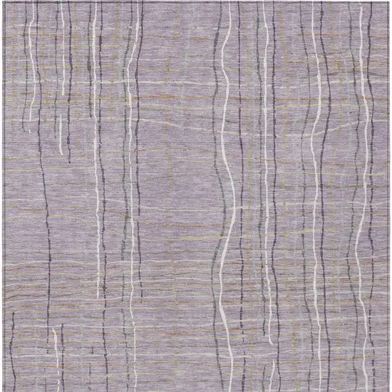 Lavender Ivory And Gray Striped Washable Indoor Outdoor Area Rug Photo 7