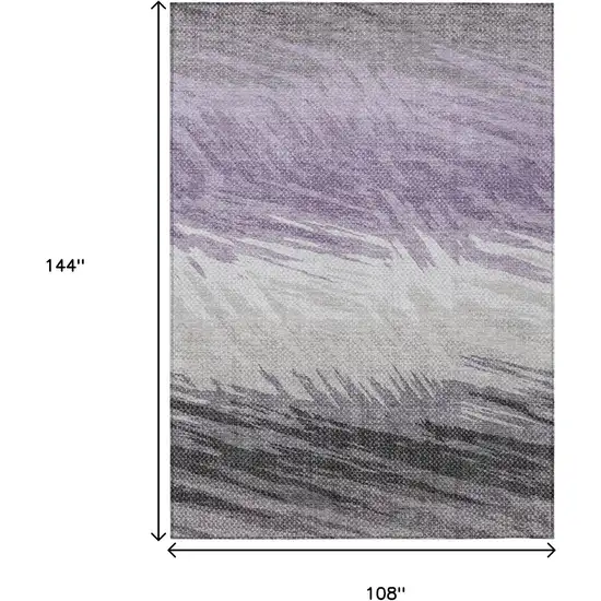 Lavender Ivory And Gray Striped Washable Indoor Outdoor Area Rug Photo 3
