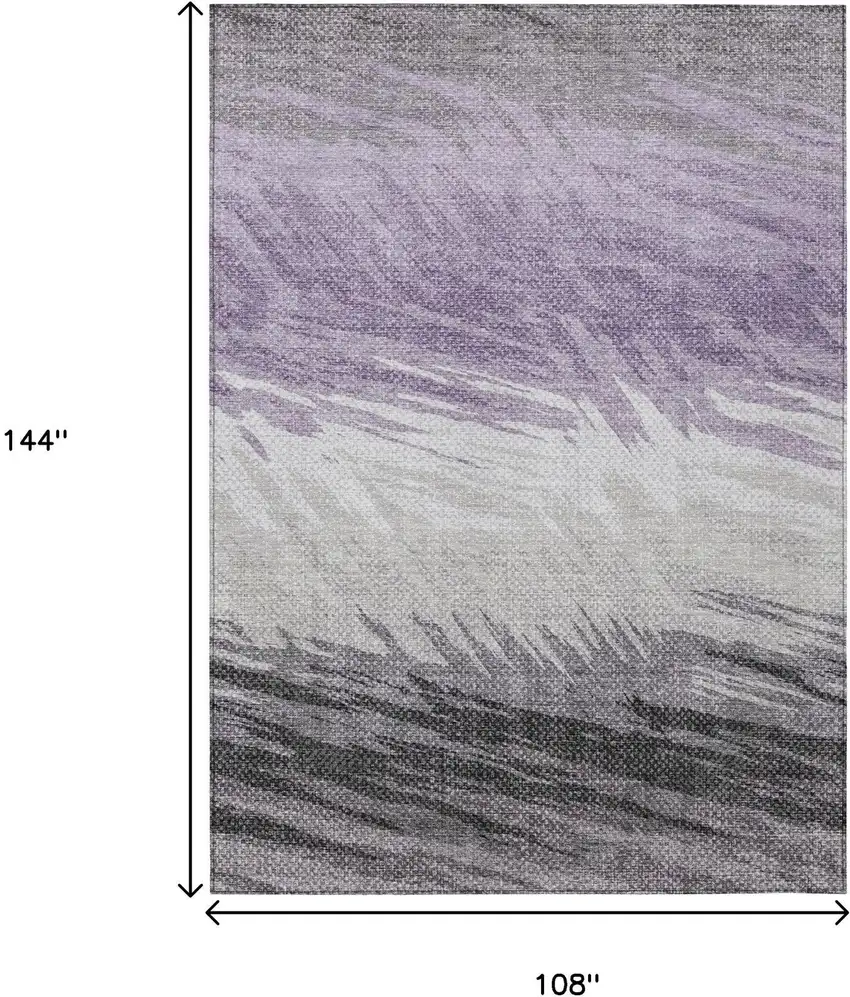Lavender Ivory And Gray Striped Washable Indoor Outdoor Area Rug Photo 3