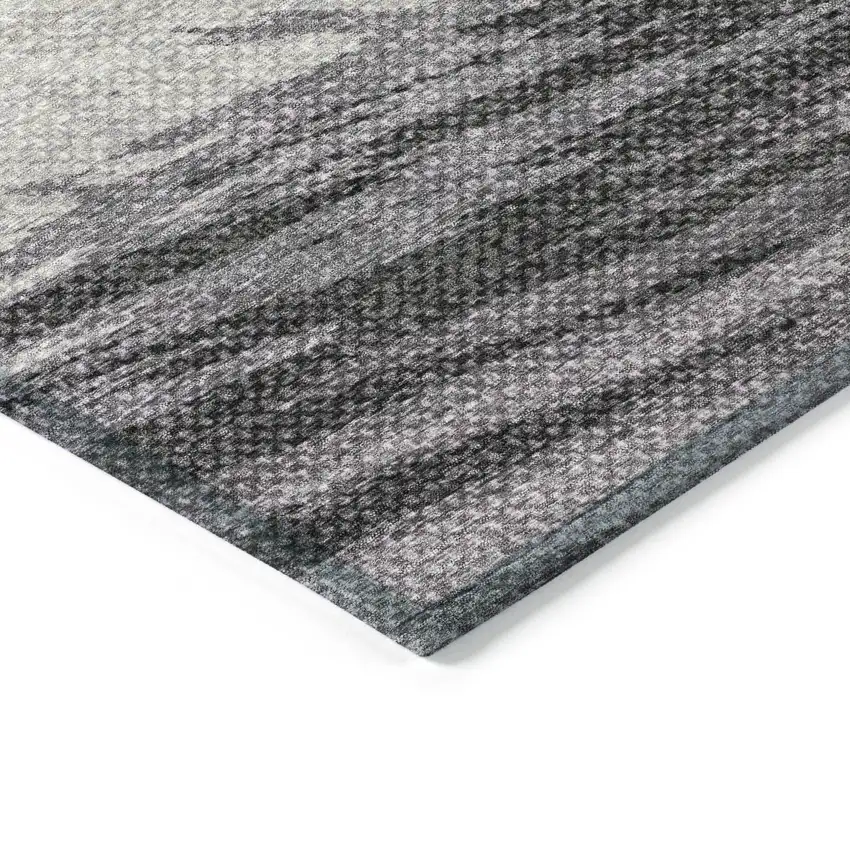 Lavender Ivory And Gray Striped Washable Indoor Outdoor Area Rug Photo 5