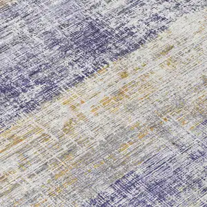 Photo of Lavender Ivory And Gray Striped Washable Indoor Outdoor Area Rug