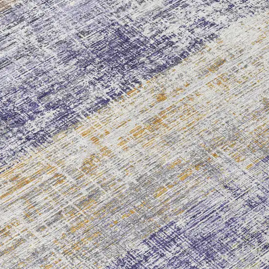 Lavender Ivory And Gray Striped Washable Indoor Outdoor Area Rug Photo 1