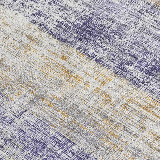 Lavender Ivory And Gray Striped Washable Indoor Outdoor Area Rug Photo 3