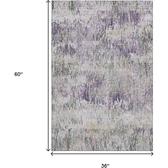 Lavender Ivory And Green Striped Washable Area Rug With UV Protection Photo 3