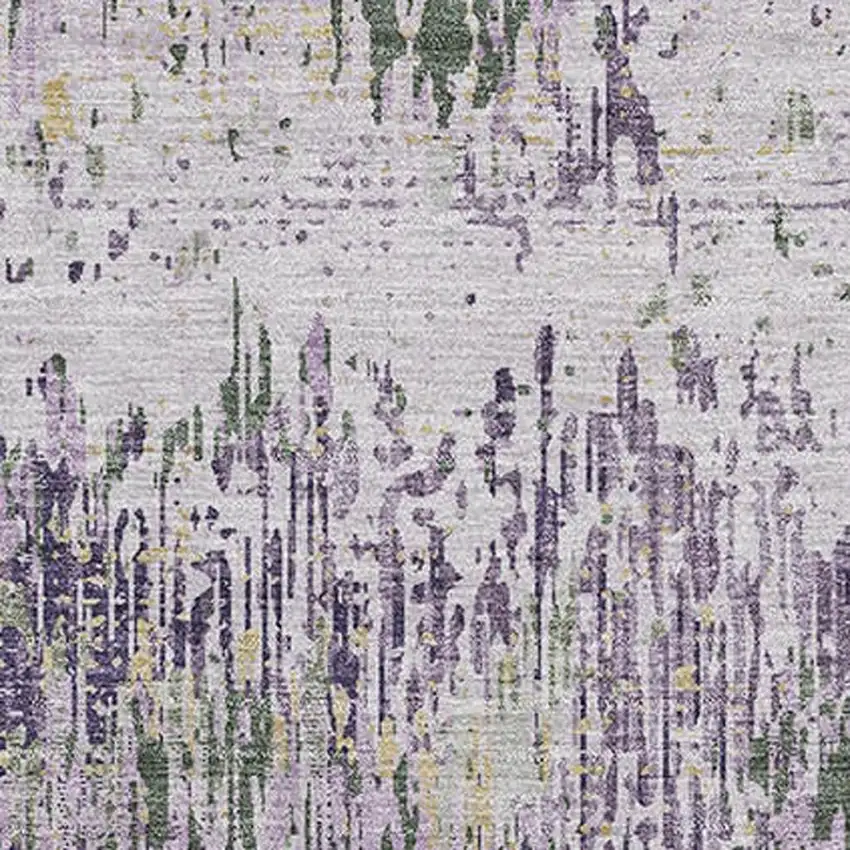 Lavender Ivory And Green Striped Washable Area Rug With UV Protection Photo 2