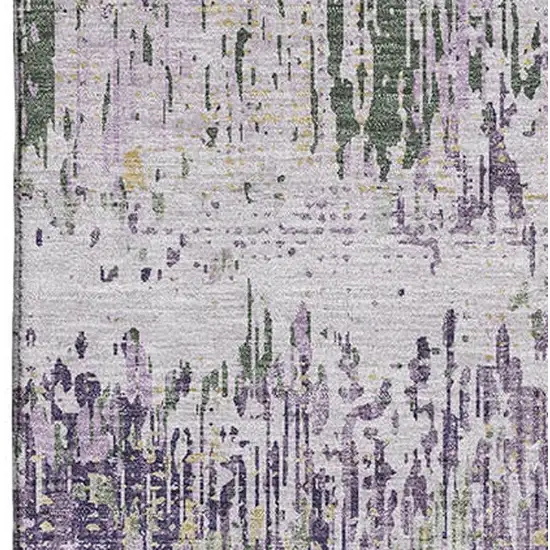 Lavender Ivory And Green Striped Washable Area Rug With UV Protection Photo 2