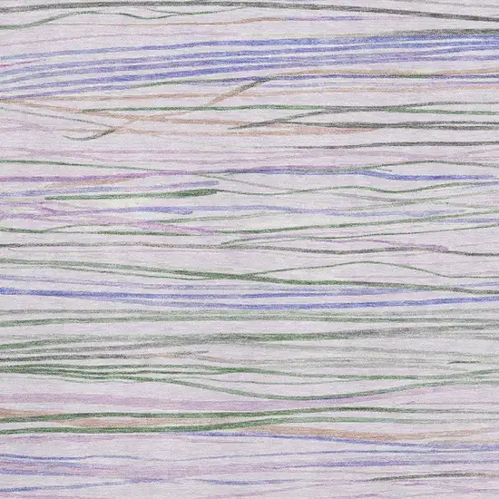 Lavender Ivory And Green Striped Washable Area Rug With UV Protection Photo 2