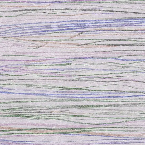 Lavender Ivory And Green Striped Washable Area Rug With UV Protection Photo 2