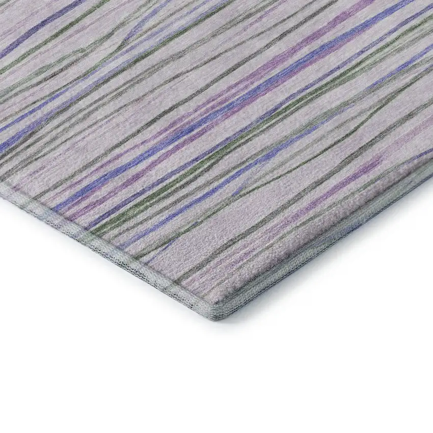 Lavender Ivory And Green Striped Washable Area Rug With UV Protection Photo 7