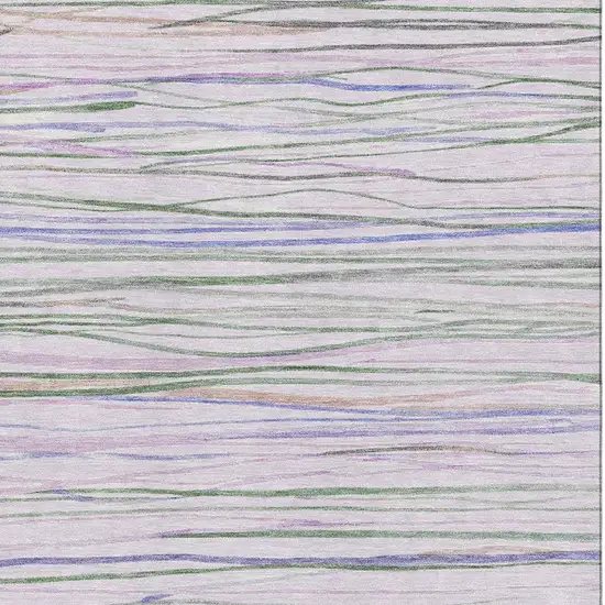 Lavender Ivory And Green Striped Washable Area Rug With UV Protection Photo 2