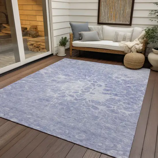 Lavender Ivory And Lilac Abstract Washable Indoor Outdoor Area Rug Photo 9
