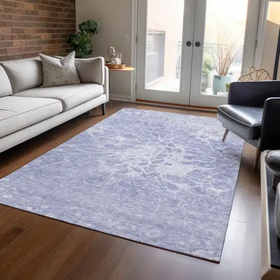 Lavender Ivory And Lilac Abstract Washable Indoor Outdoor Area Rug Photo 8