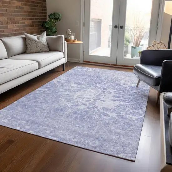 Lavender Ivory And Lilac Abstract Washable Indoor Outdoor Area Rug Photo 8