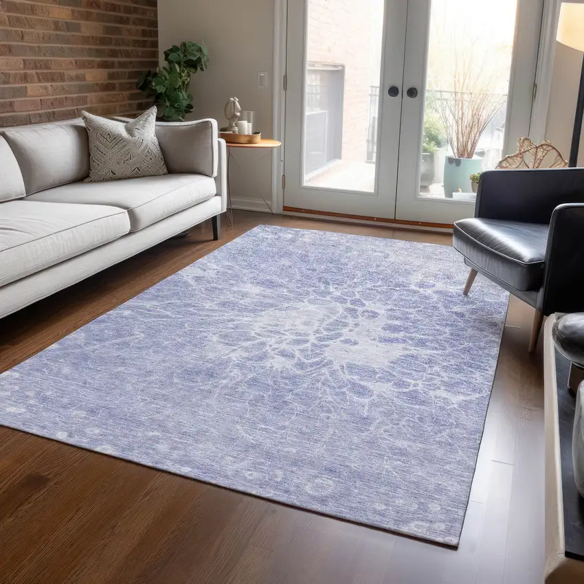 Lavender Ivory And Lilac Abstract Washable Indoor Outdoor Area Rug Photo 8