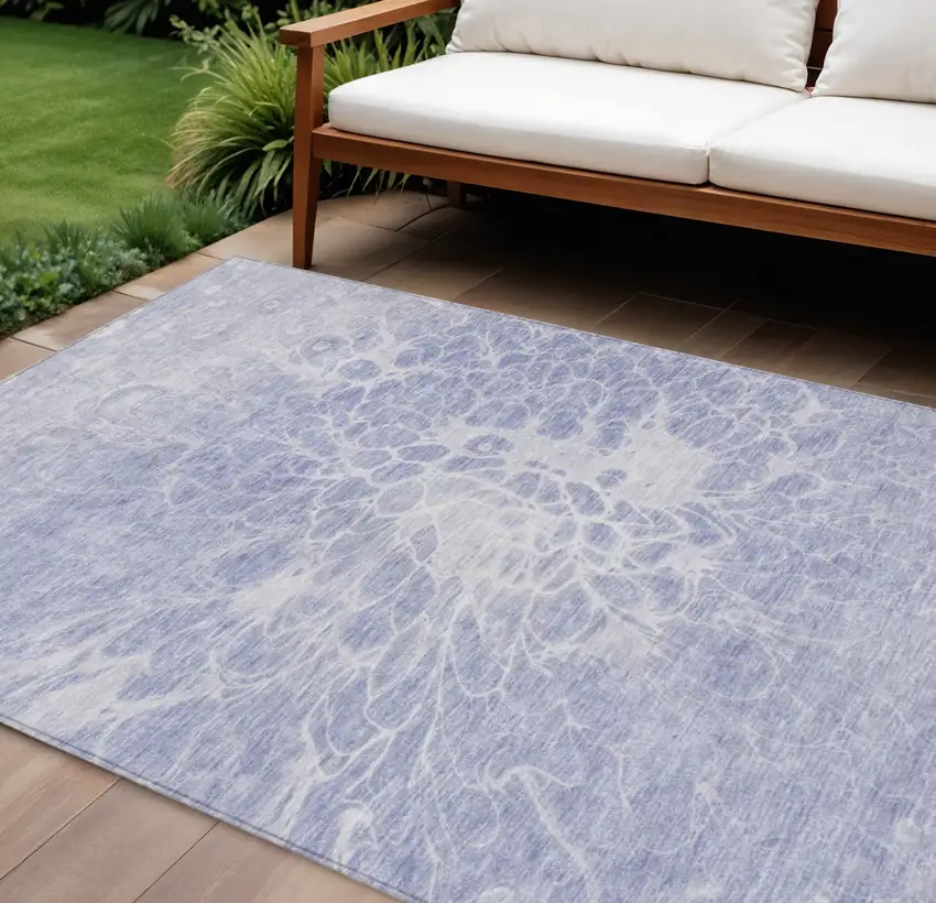 Lavender Ivory And Lilac Abstract Washable Indoor Outdoor Area Rug Photo 1