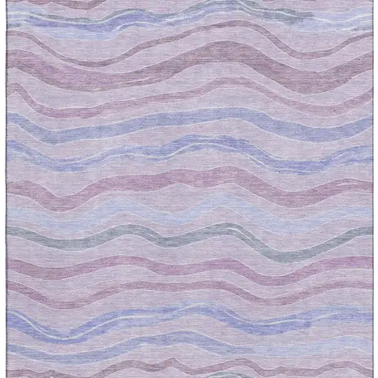 Lavender Ivory And Lilac Striped Washable Area Rug With UV Protection Photo 3