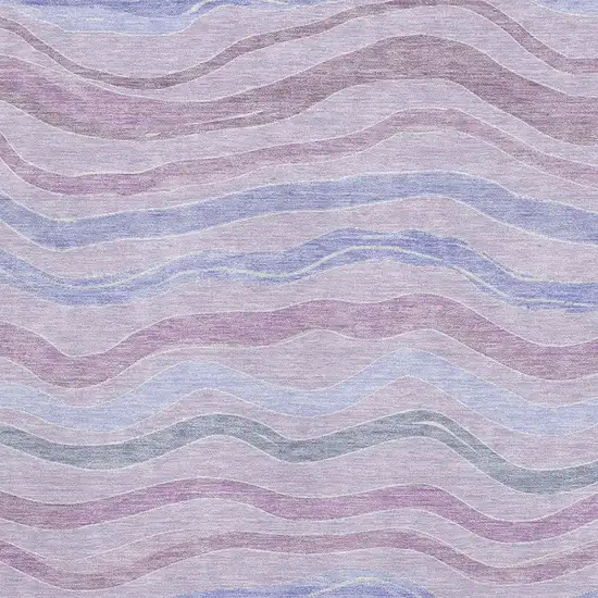 Lavender Ivory And Lilac Striped Washable Area Rug With UV Protection Photo 2