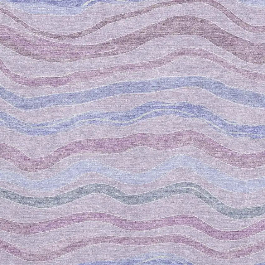 Lavender Ivory And Lilac Striped Washable Area Rug With UV Protection Photo 2