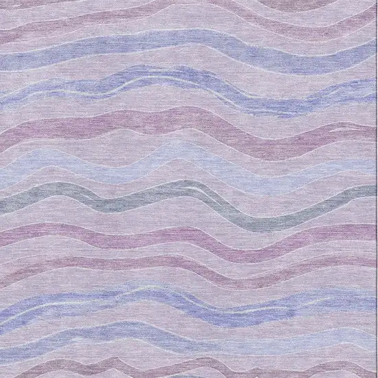 Lavender Ivory And Lilac Striped Washable Area Rug With UV Protection Photo 2