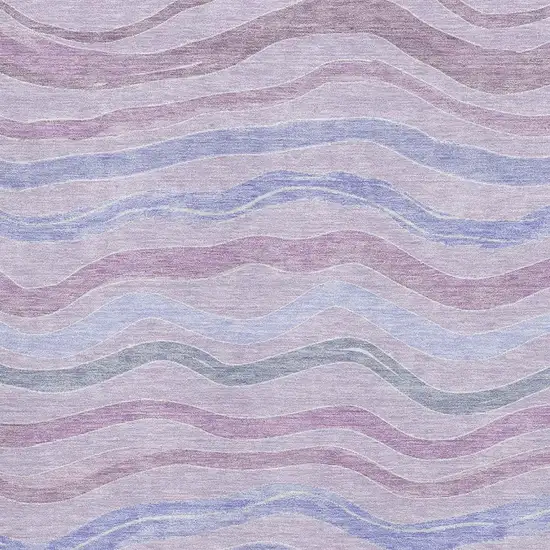 Lavender Ivory And Lilac Striped Washable Area Rug With UV Protection Photo 2