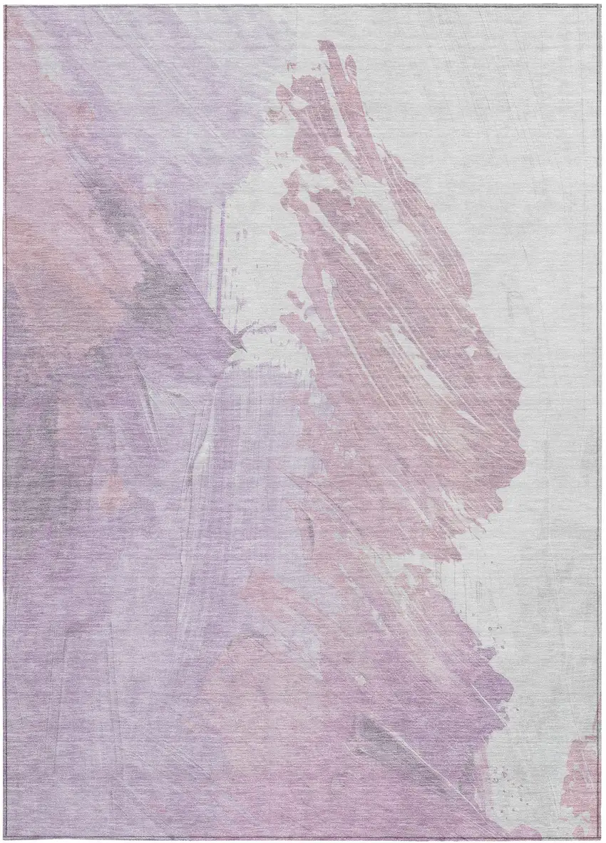 Lavender Ivory And Mauve Abstract Washable Indoor Outdoor Area Rug Photo 3
