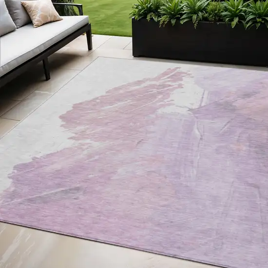 Lavender Ivory And Mauve Abstract Washable Indoor Outdoor Area Rug Photo 2