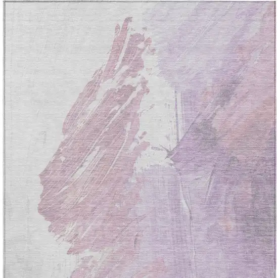 Lavender Ivory And Mauve Abstract Washable Indoor Outdoor Area Rug Photo 8